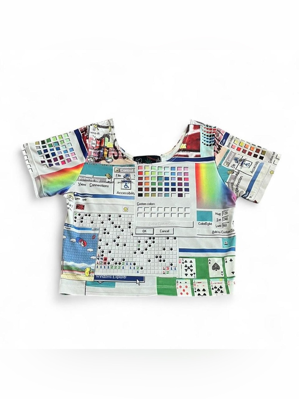 O-MIGHTY  • RARE 2010s does 1990s WINDOWS 95 PHOTO PRINT CYBERPUNK CROP TOP XS S